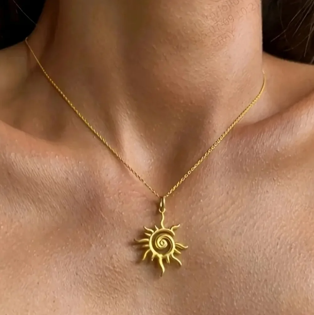 Gold Sun Pendant Necklace